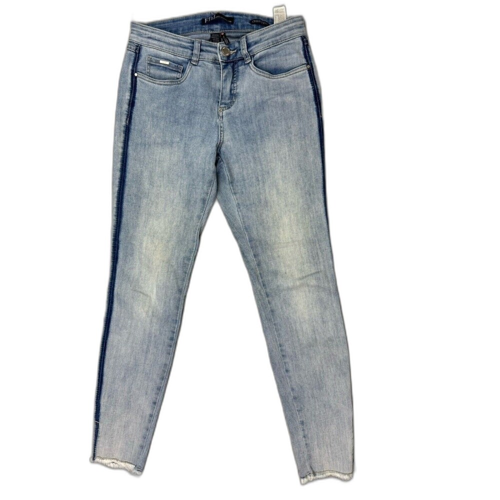 FDJ Size 4 Womens Jeans Christina Mid Rise Skinny Raw Vented Hem Light Wash